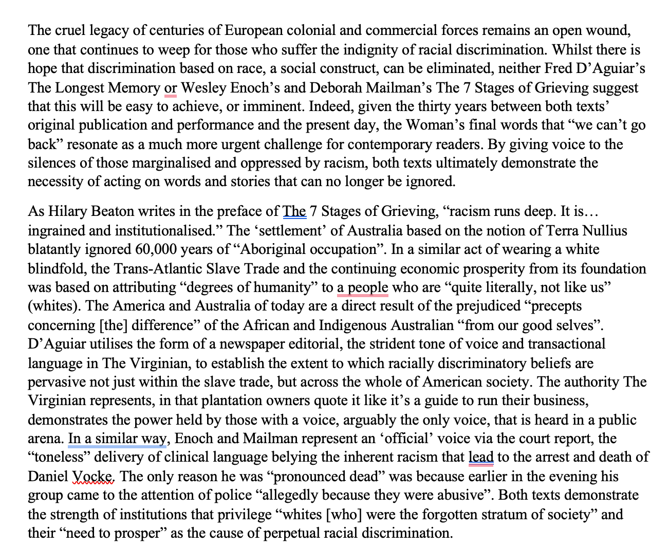 The Longest Memory & Seven Stages of Grieving 10 x Essays